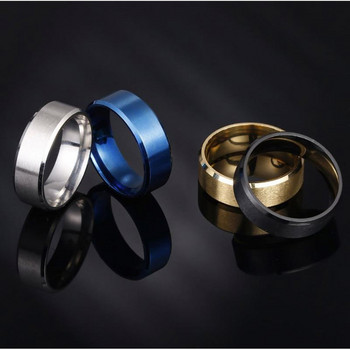 8 мм матова неръждаема стомана с опростен дизайн, обикновени титаниеви пръстени със сребърно покритие със златни черни сини пръстени, мъже, жени, бижута, подарък