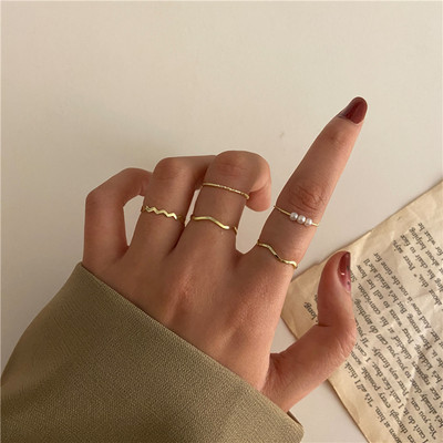 Set de inele cu inimă Boho de culoare aurie, 22 buc, pentru femei, inel de deget cu perle, cu cruce geometrică vintage, pentru femei, bijuterii la modă 2022