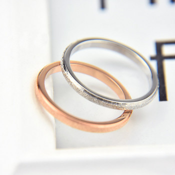 KNOCK Υψηλής ποιότητας Fashion Simple Scrub Γυναικεία δαχτυλίδια από ανοξείδωτο ατσάλι πλάτους 2 mm Ροζ χρυσό Χρώμα δάχτυλο Δώρο για κορίτσι κοσμήματα