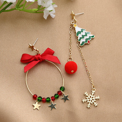 2022. Nova godina, božićne pahuljice, zvonaste naušnice s nitnama za žene, djevojke, božićno drvce, čarapa s mašnom od jelena, zvjezdica s resicama, viseći nakit, dar