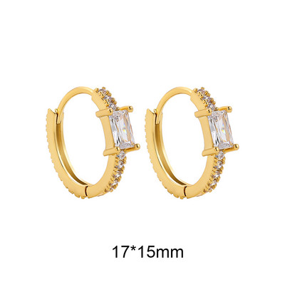 Cercei cu cerc din zirconiu cubic alb, pătrați, geometrici, de modă, de metal, de culoare aurie, cercei mici, cu cataramă pentru ureche, bijuterii pentru femei