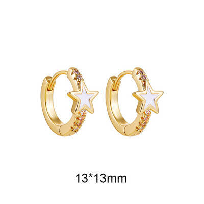 Cercei cu cerc din zirconiu cubic alb, pătrați, geometrici, de modă, de metal, de culoare aurie, cercei mici, cu cataramă pentru ureche, bijuterii pentru femei