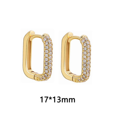 Cercei cu cerc din zirconiu cubic alb, pătrați, geometrici, de modă, de metal, de culoare aurie, cercei mici, cu cataramă pentru ureche, bijuterii pentru femei