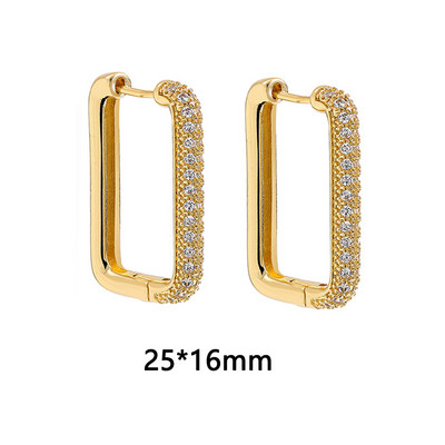 Cercei cu cerc din zirconiu cubic alb, pătrați, geometrici, de modă, de metal, de culoare aurie, cercei mici, cu cataramă pentru ureche, bijuterii pentru femei