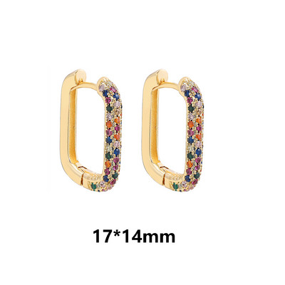 Cercei cu cerc din zirconiu cubic alb, pătrați, geometrici, de modă, de metal, de culoare aurie, cercei mici, cu cataramă pentru ureche, bijuterii pentru femei