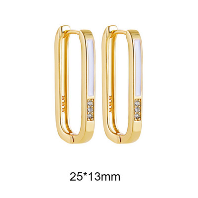 Cercei cu cerc din zirconiu cubic alb, pătrați, geometrici, de modă, de metal, de culoare aurie, cercei mici, cu cataramă pentru ureche, bijuterii pentru femei