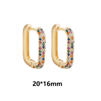 Cercei cu cerc din zirconiu cubic alb, pătrați, geometrici, de modă, de metal, de culoare aurie, cercei mici, cu cataramă pentru ureche, bijuterii pentru femei