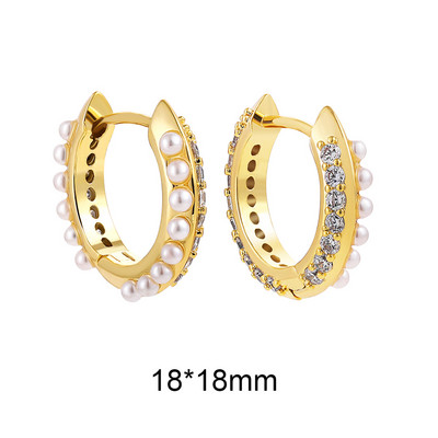 Cercei cu cerc din zirconiu cubic alb, pătrați, geometrici, de modă, de metal, de culoare aurie, cercei mici, cu cataramă pentru ureche, bijuterii pentru femei