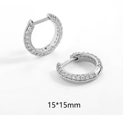 Cercei cu cerc din zirconiu cubic alb, pătrați, geometrici, de modă, de metal, de culoare aurie, cercei mici, cu cataramă pentru ureche, bijuterii pentru femei