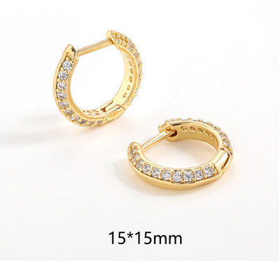 Cercei cu cerc din zirconiu cubic alb, pătrați, geometrici, de modă, de metal, de culoare aurie, cercei mici, cu cataramă pentru ureche, bijuterii pentru femei