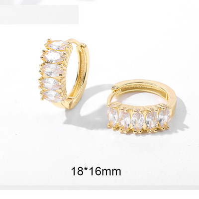 Cercei cu cerc din zirconiu cubic alb, pătrați, geometrici, de modă, de metal, de culoare aurie, cercei mici, cu cataramă pentru ureche, bijuterii pentru femei