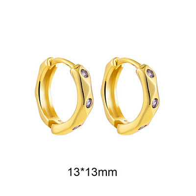 Cercei cu cerc din zirconiu cubic alb, pătrați, geometrici, de modă, de metal, de culoare aurie, cercei mici, cu cataramă pentru ureche, bijuterii pentru femei