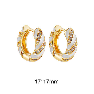 Cercei cu cerc din zirconiu cubic alb, pătrați, geometrici, de modă, de metal, de culoare aurie, cercei mici, cu cataramă pentru ureche, bijuterii pentru femei