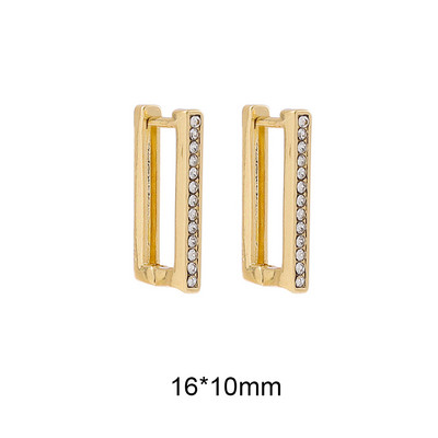 Cercei cu cerc din zirconiu cubic alb, pătrați, geometrici, de modă, de metal, de culoare aurie, cercei mici, cu cataramă pentru ureche, bijuterii pentru femei