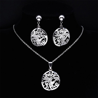 Islam Virág rozsdamentes acél ékszer készletek nőknek arany színű nyaklánc szett ékszer ensemble de bijoux en acier inoxidable luxe