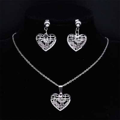 Islam Virág rozsdamentes acél ékszer készletek nőknek arany színű nyaklánc szett ékszer ensemble de bijoux en acier inoxidable luxe