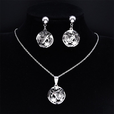 Islam Virág rozsdamentes acél ékszer készletek nőknek arany színű nyaklánc szett ékszer ensemble de bijoux en acier inoxidable luxe