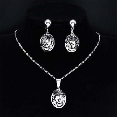 Islam Virág rozsdamentes acél ékszer készletek nőknek arany színű nyaklánc szett ékszer ensemble de bijoux en acier inoxidable luxe