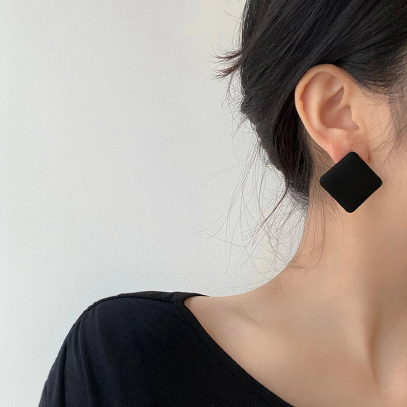 Cercei negri, retro, pentru dama, punk, geometrici, în formă de inimă, rotunde, ovale, temperament exagerat, accesorii gotice, cercei