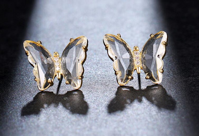 Emmaya Butterfly Glass Романтични булчински бижута Гривна Комплект висулки за жени Сватбена рокля за вечеря Подарък за рожден ден