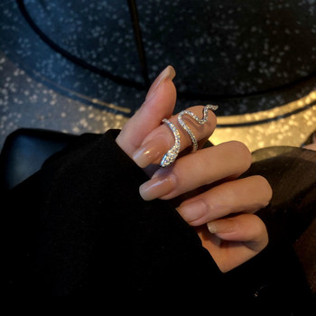 Vintage Punk δαχτυλίδι σε σχήμα φιδιού για άνδρες Γυναίκες Κορεάτικο Κομψό άνοιγμα Ρυθμιζόμενα Κρυστάλλινα Δαχτυλίδια Κοσμήματα γάμου