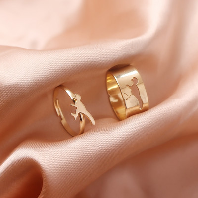 Inele cu lanț Rock Hiphop, set de inele cu degete deschise, ajustabile, cu mai multe straturi, pentru femei, bărbați, cuplu iubit, bijuterii cadou pentru petrecere cu fluturi