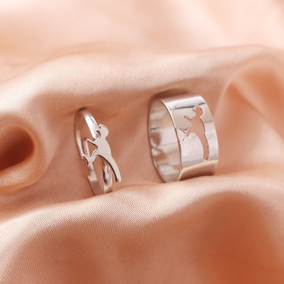 Inele cu lanț Rock Hiphop, set de inele cu degete deschise, ajustabile, cu mai multe straturi, pentru femei, bărbați, cuplu iubit, bijuterii cadou pentru petrecere cu fluturi