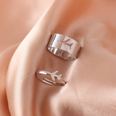 Inele cu lanț Rock Hiphop, set de inele cu degete deschise, ajustabile, cu mai multe straturi, pentru femei, bărbați, cuplu iubit, bijuterii cadou pentru petrecere cu fluturi