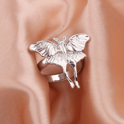 Inele cu lanț Rock Hiphop, set de inele cu degete deschise, ajustabile, cu mai multe straturi, pentru femei, bărbați, cuplu iubit, bijuterii cadou pentru petrecere cu fluturi