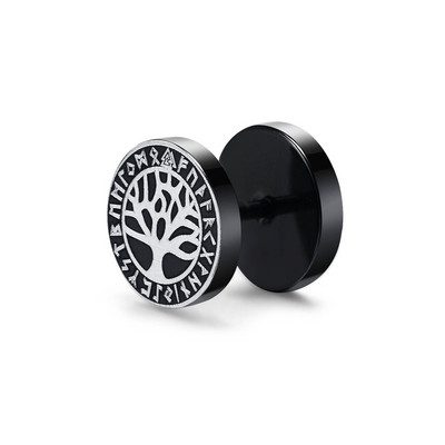 Cercei Vnox pentru bărbați vikingi negri, Vegvisir și Norse Valknut, set de cercei pentru bărbați, din oțel inoxidabil, punk, vikingi