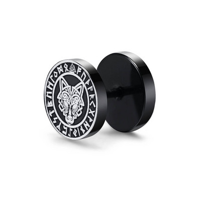 Cercei Vnox pentru bărbați vikingi negri, Vegvisir și Norse Valknut, set de cercei pentru bărbați, din oțel inoxidabil, punk, vikingi