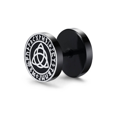 Cercei Vnox pentru bărbați vikingi negri, Vegvisir și Norse Valknut, set de cercei pentru bărbați, din oțel inoxidabil, punk, vikingi