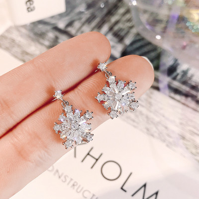 Kristály cirkon hópehely fülbevaló női fényes strassz varázslatos fülbevaló lányoknak karácsonyi újév születésnapi ékszer ajándékok