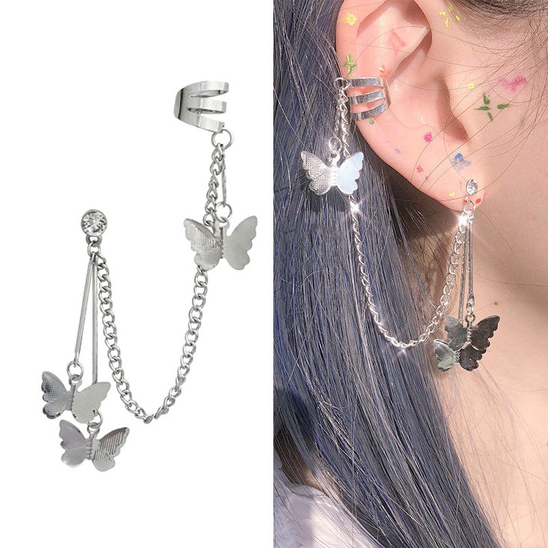 1PC nove modne zlatne naušnice s kopčom za žene, jednostavne naušnice s lažnom leptirom i hrskavicom, duge kićanke, manžeta za uho, darovi