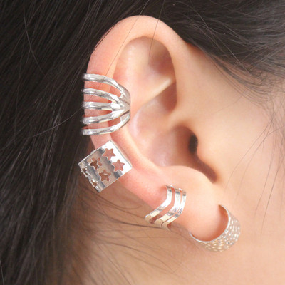 Nove modne zvijezde Moon Clip Naušnice Kukica za uši Personality Metalne kopče za uši Dvostruko probušena naušnica za žene Djevojke Nakit