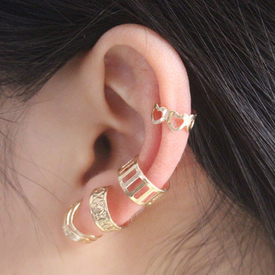 Nove modne zvijezde Moon Clip Naušnice Kukica za uši Personality Metalne kopče za uši Dvostruko probušena naušnica za žene Djevojke Nakit