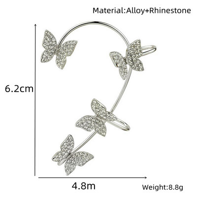 Nove modne zvijezde Moon Clip Naušnice Kukica za uši Personality Metalne kopče za uši Dvostruko probušena naušnica za žene Djevojke Nakit