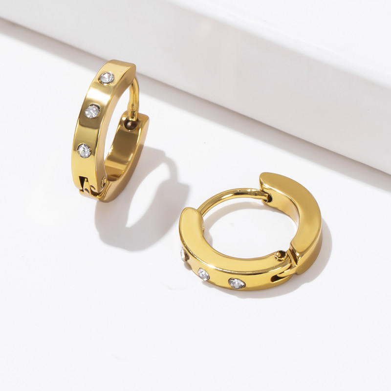 24 erinevat stiili valgest/värvilisest kivist titaanist/roostevabast terasest rõngaskõrvarõngad naistele meestele kullavärvi punk-kõrvarõngad kingitused