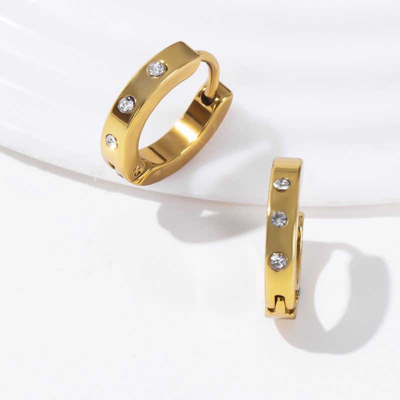 24 erinevat stiili valgest/värvilisest kivist titaanist/roostevabast terasest rõngaskõrvarõngad naistele meestele kullavärvi punk-kõrvarõngad kingitused