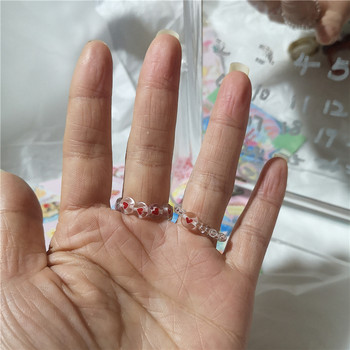Σετ 2022 Kpop Cute Goth Purple διάφανο Bear Heart Resin Ακρυλικά δαχτυλίδια με χάντρες για γυναίκες Egirl BFF Y2K Finger Aesthetic Jewelry