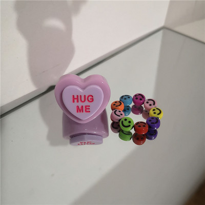 2022 Kpop drăguț gotic violet urs transparent inimă rășină acrilic margele inele set pentru femei Egirl BFF Y2K deget bijuterii estetice