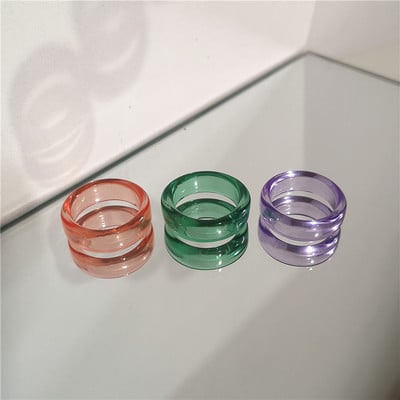 2022 Kpop drăguț gotic violet urs transparent inimă rășină acrilic margele inele set pentru femei Egirl BFF Y2K deget bijuterii estetice