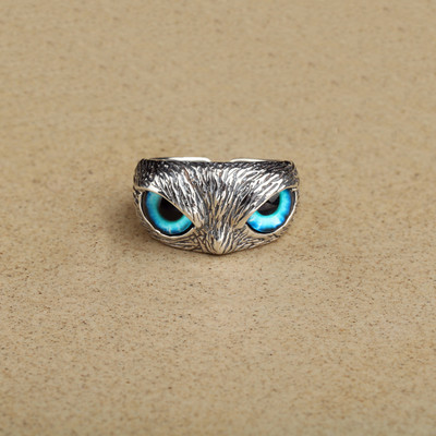 Aranyos Női Férfi Egyszerű dizájn Gyűrűk Vintage Bagoly Békakígyó Mosolygyűrű Nő Lánynak Ősi ezüst színű Retro punk ékszer ajándék