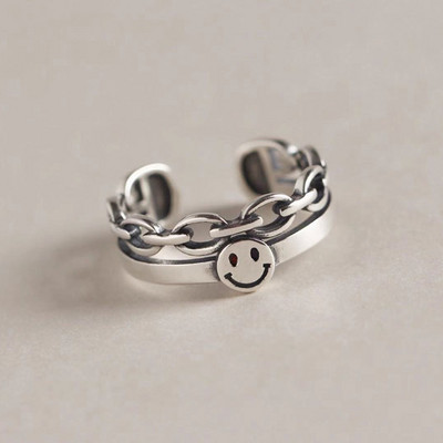 Aranyos Női Férfi Egyszerű dizájn Gyűrűk Vintage Bagoly Békakígyó Mosolygyűrű Nő Lánynak Ősi ezüst színű Retro punk ékszer ajándék