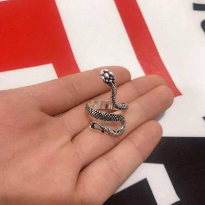 Aranyos Női Férfi Egyszerű dizájn Gyűrűk Vintage Bagoly Békakígyó Mosolygyűrű Nő Lánynak Ősi ezüst színű Retro punk ékszer ajándék