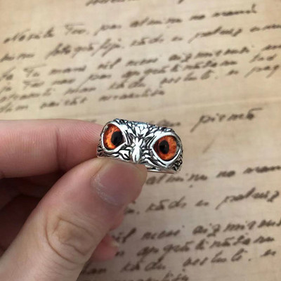 Aranyos Női Férfi Egyszerű dizájn Gyűrűk Vintage Bagoly Békakígyó Mosolygyűrű Nő Lánynak Ősi ezüst színű Retro punk ékszer ajándék