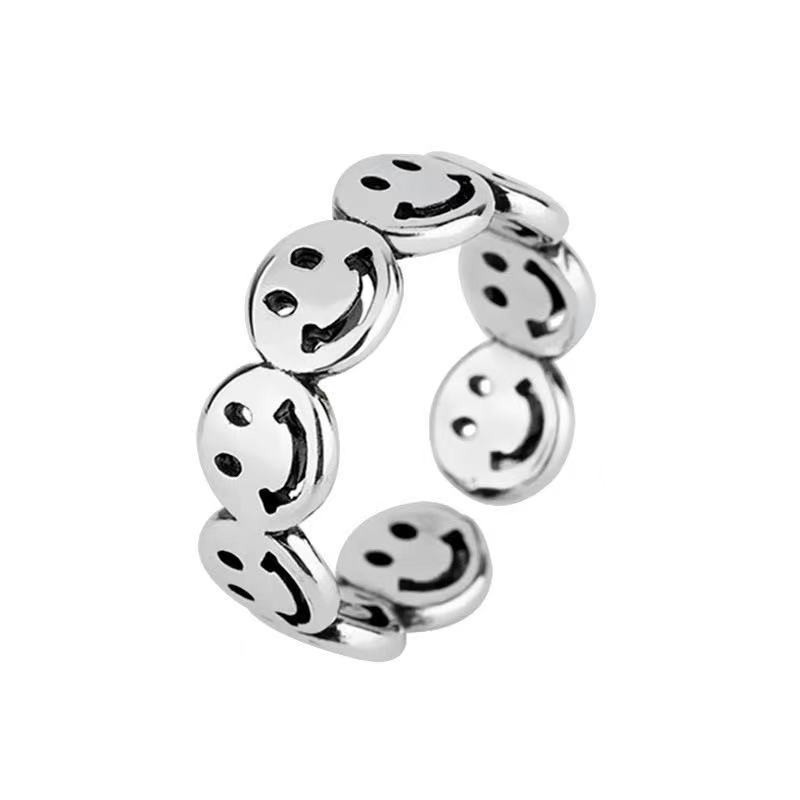 Aranyos Női Férfi Egyszerű dizájn Gyűrűk Vintage Bagoly Békakígyó Mosolygyűrű Nő Lánynak Ősi ezüst színű Retro punk ékszer ajándék