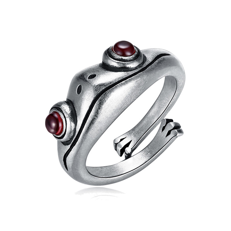 Aranyos Női Férfi Egyszerű dizájn Gyűrűk Vintage Bagoly Békakígyó Mosolygyűrű Nő Lánynak Ősi ezüst színű Retro punk ékszer ajándék