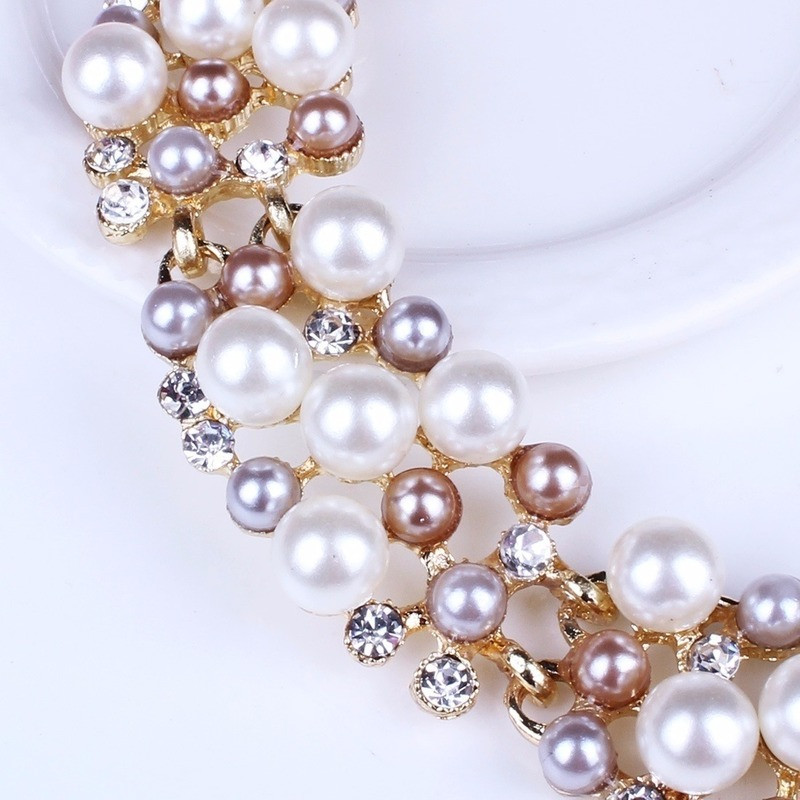 Perle de imitație simple, elegante, bijuterii de mireasă, colier de cristal, cercei pentru fete, cadou de petrecere, seturi de bijuterii de logodnă cu strass