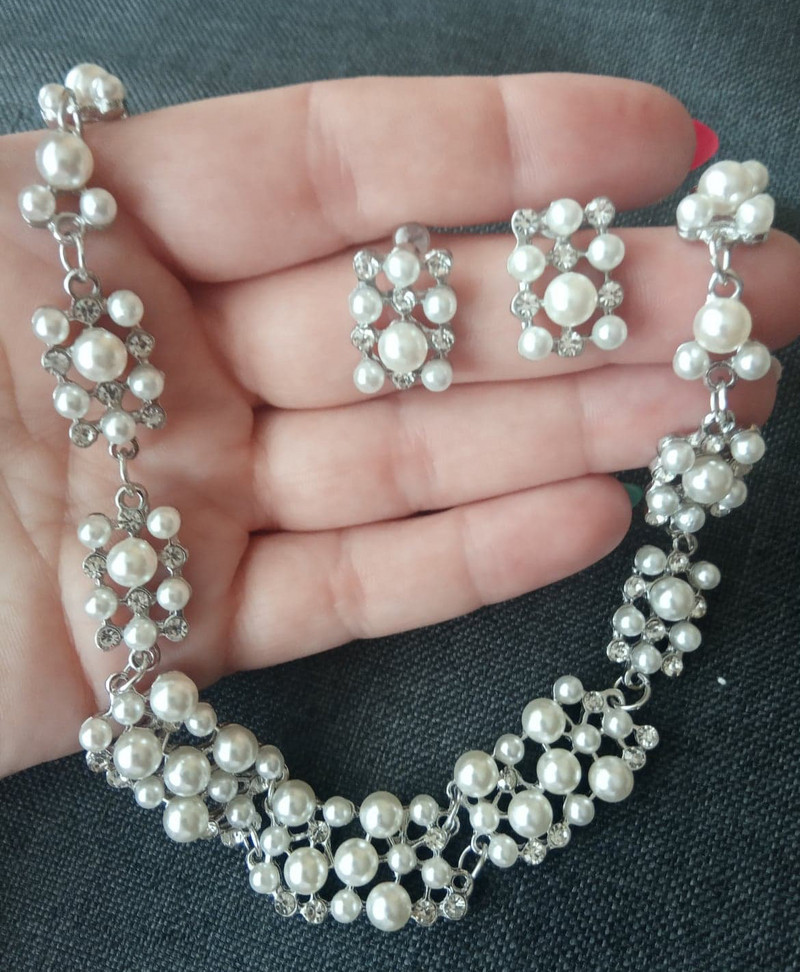 Perle de imitație simple, elegante, bijuterii de mireasă, colier de cristal, cercei pentru fete, cadou de petrecere, seturi de bijuterii de logodnă cu strass